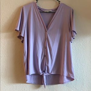 Purple button down tee